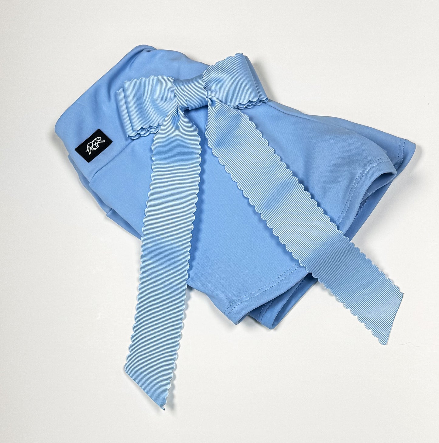 sky blue scalloped bow