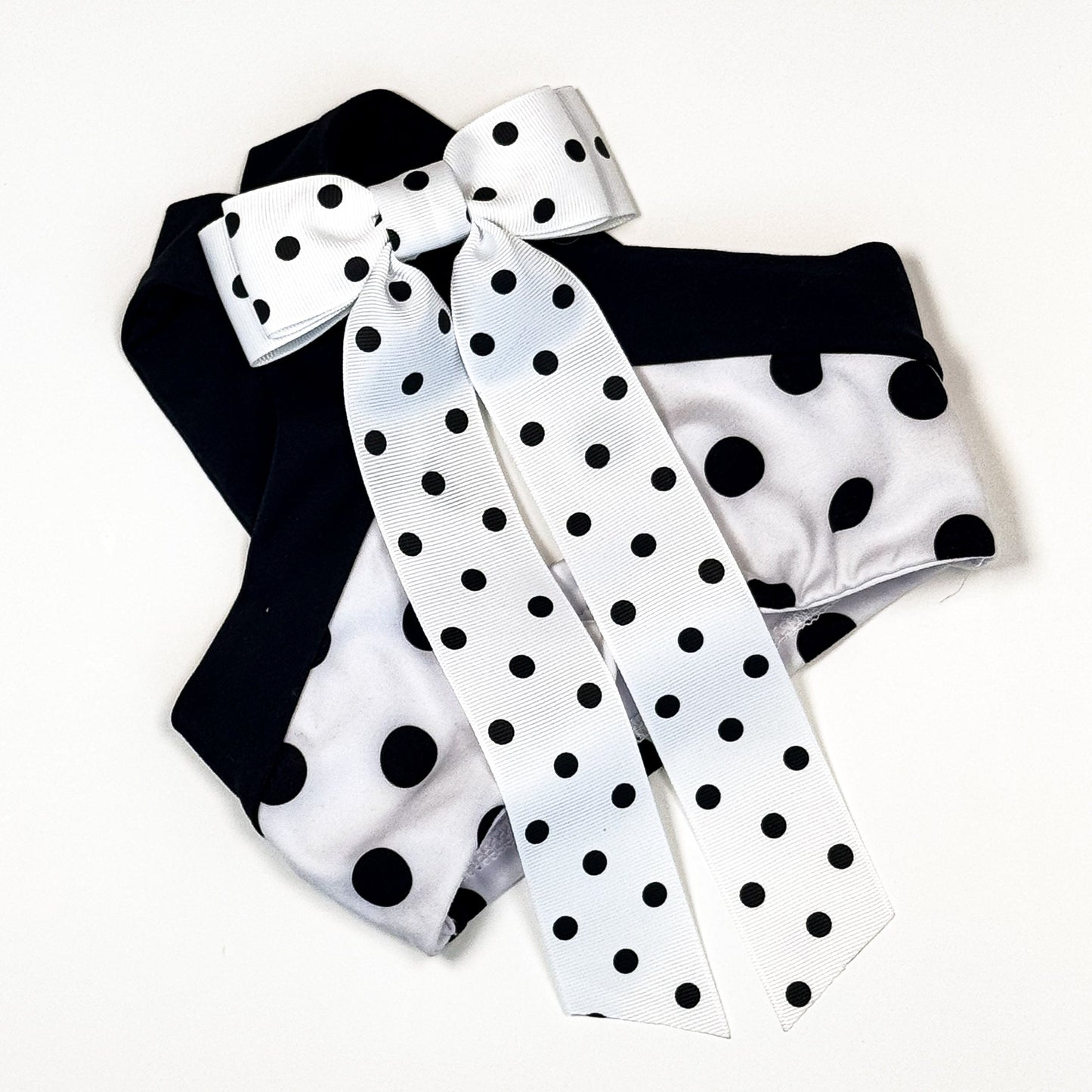 white and black polka dot