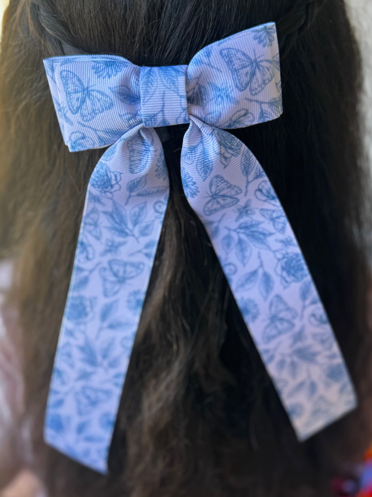 vintage blue floral bow