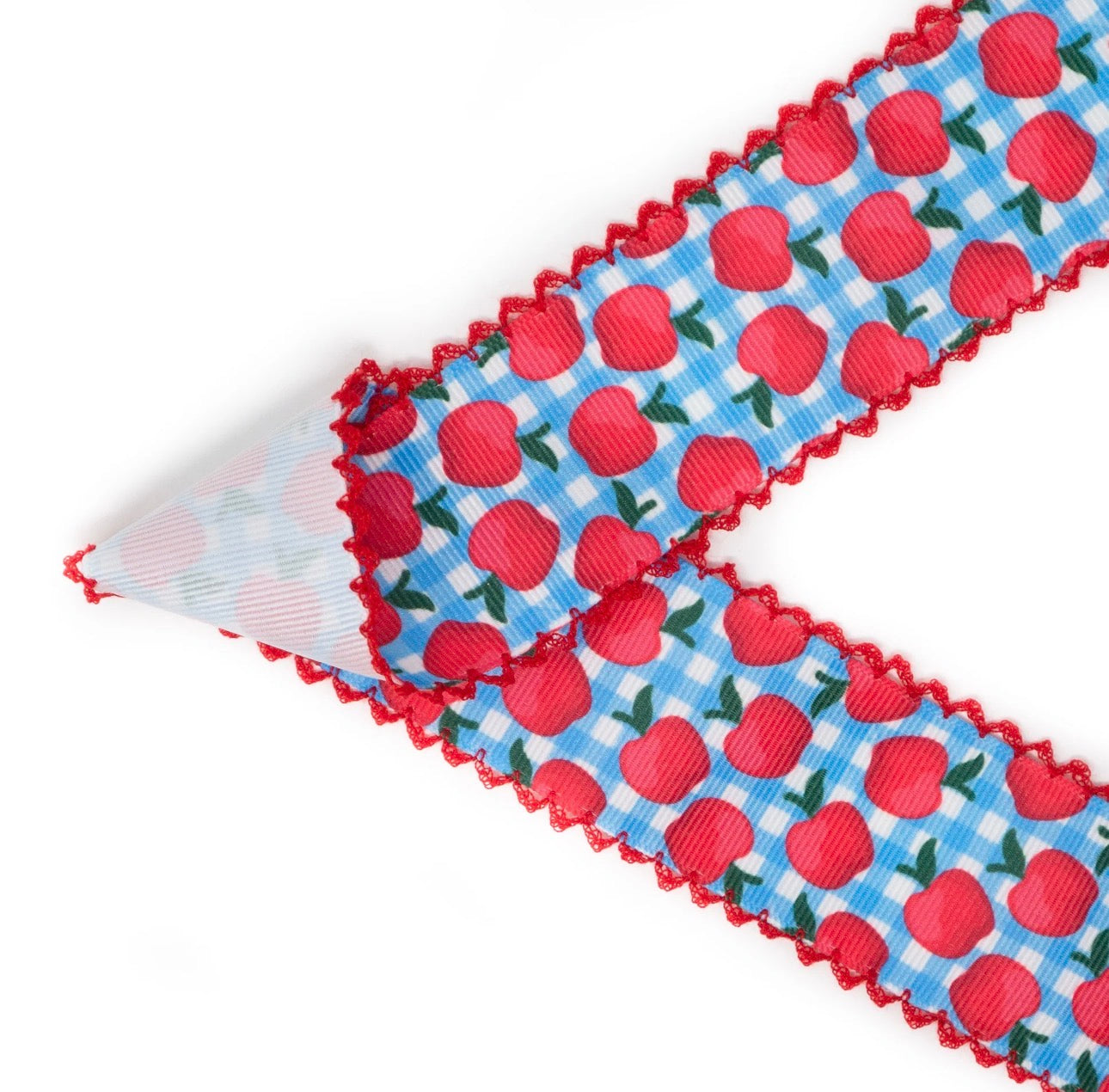 apple gingham moon stitch bow
