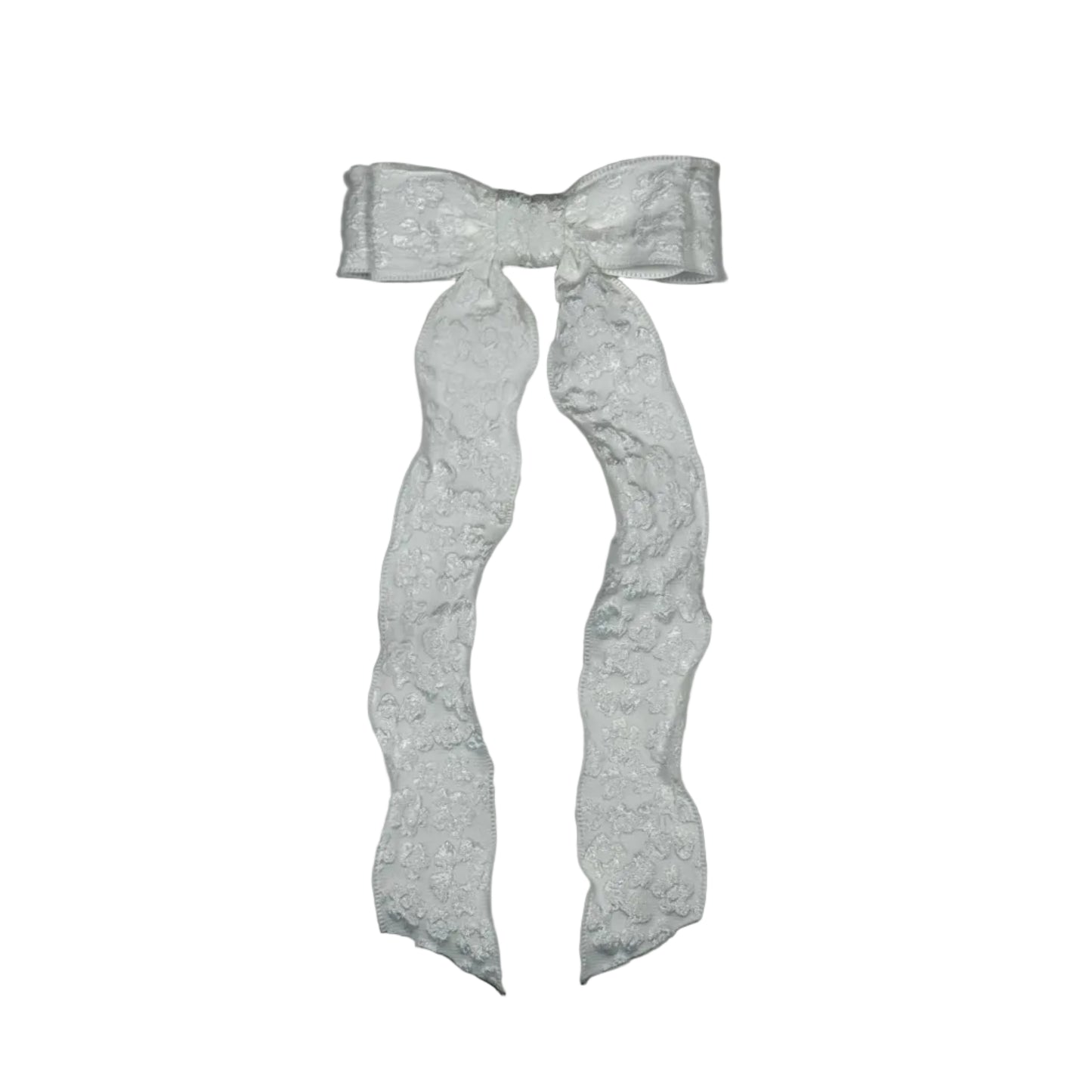 white embossed floral bow