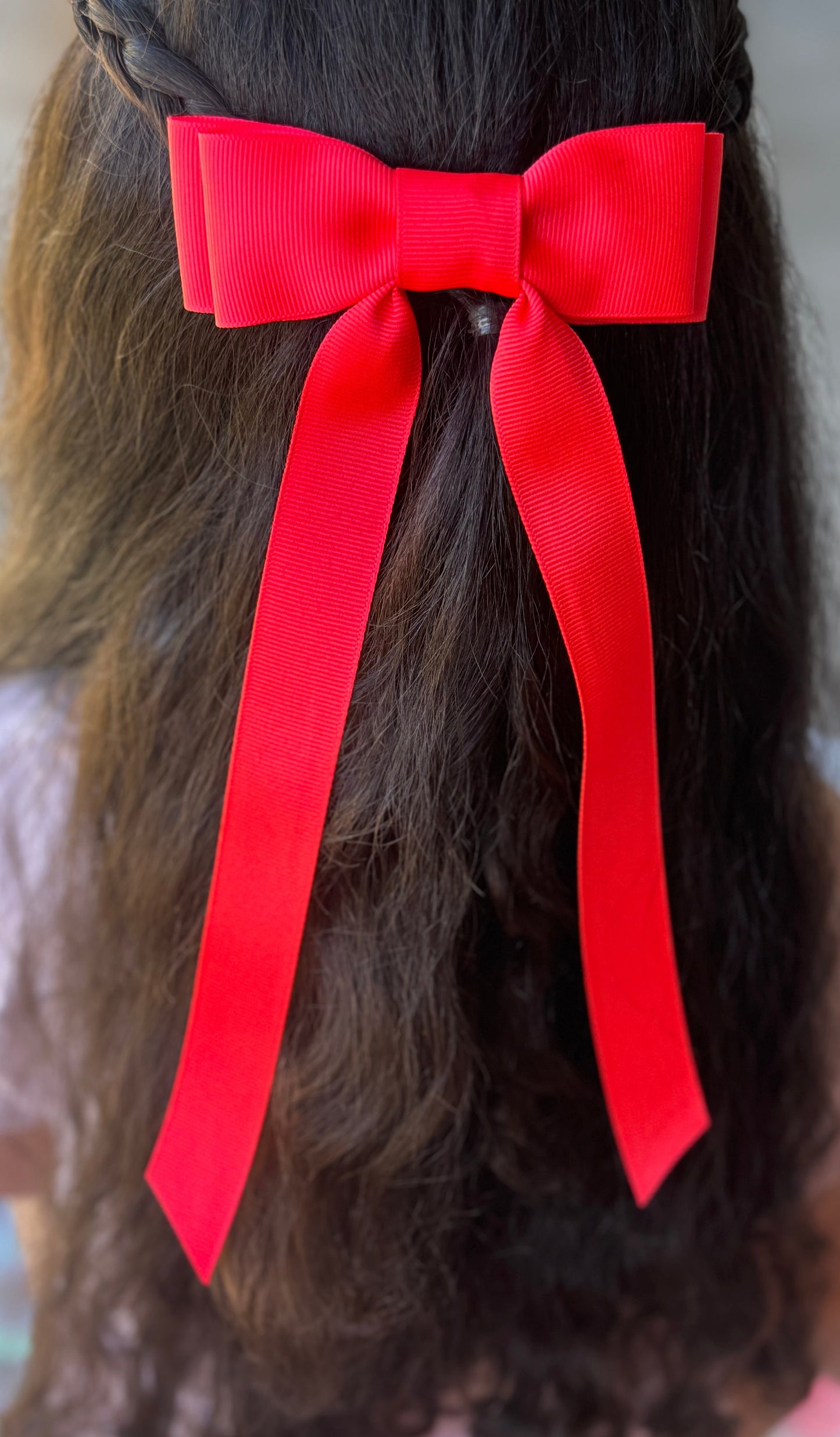 neon peach bow