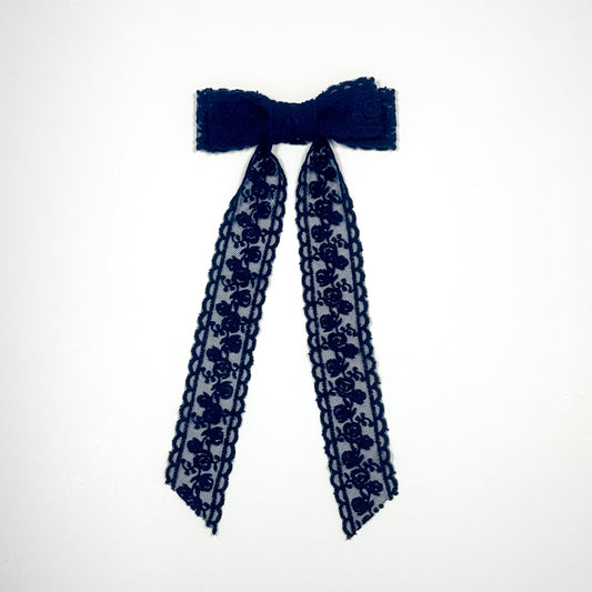 navy lace bow