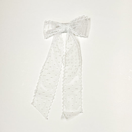 sheer white swiss dot bow