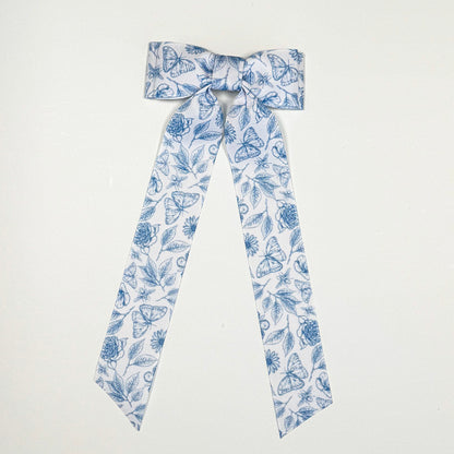 vintage blue floral bow