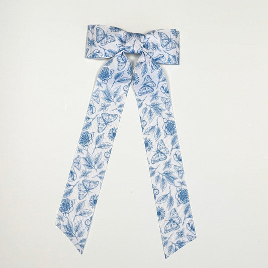 vintage blue floral bow