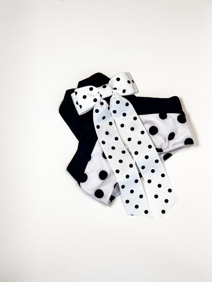 white and black polka dot