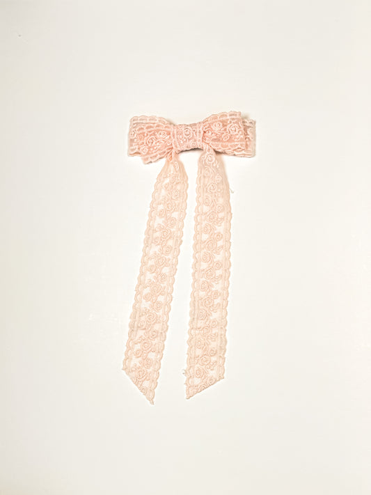 light pink blush floral lace bow