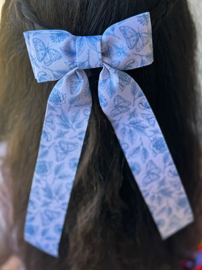 vintage blue floral bow