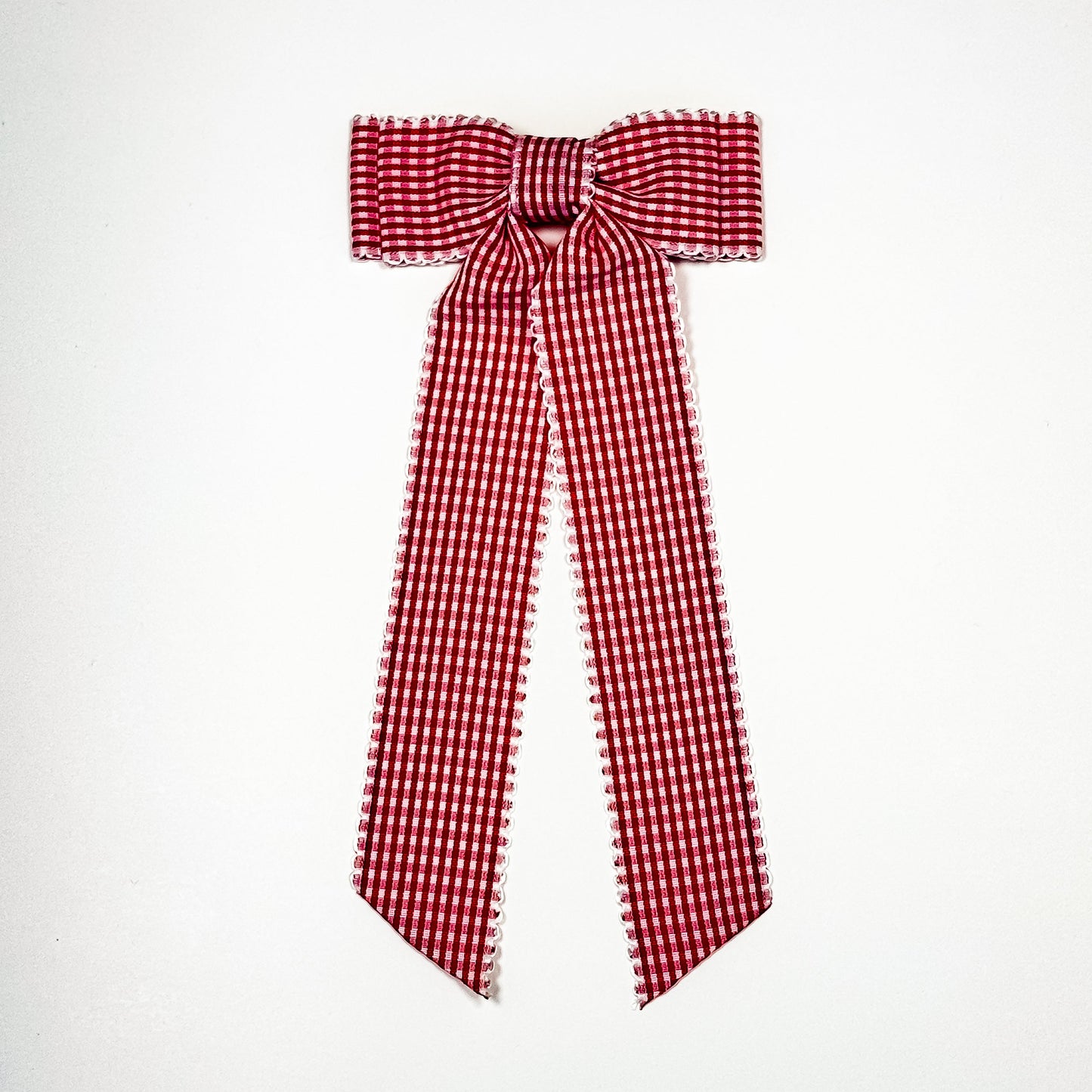 red gingham moon stitch bow