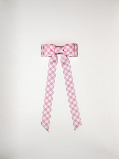 pink and white checkered bow