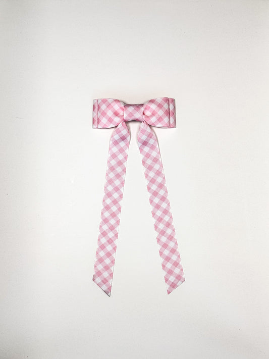 pink and white checkered bow