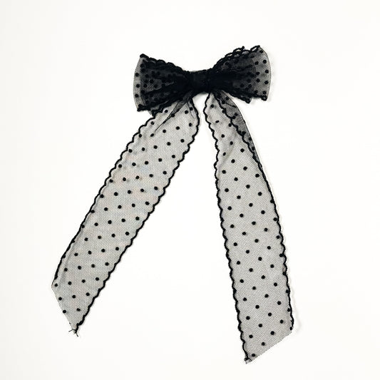 black sheer dot bow