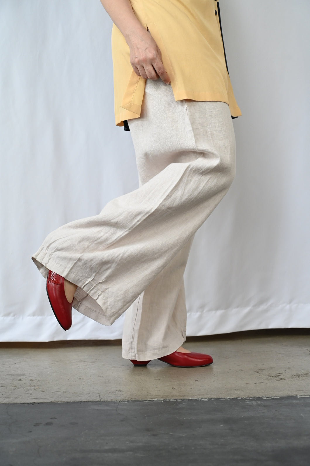 The wide beige pants