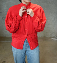 Load image into Gallery viewer, The zig zag red silk jacket
