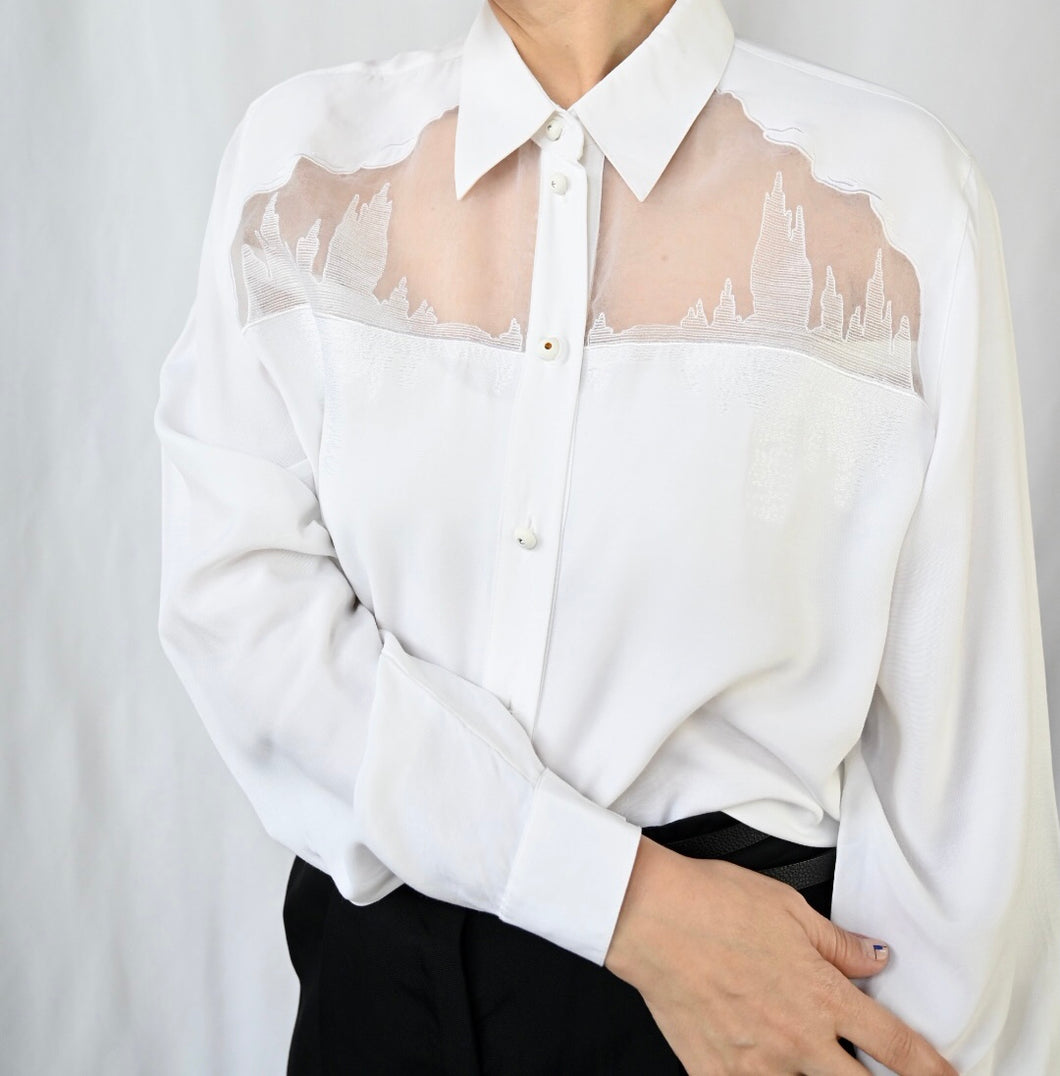 The white lace detail blouse