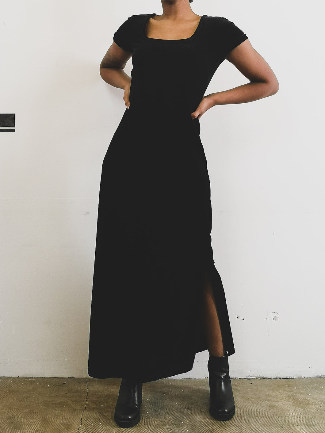 The black vintage velvet maxi dress