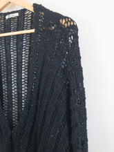 Load image into Gallery viewer, The black crochet cardigan with sequins
