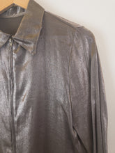 Load image into Gallery viewer, Silver blouse top with zipper
