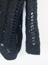 Load image into Gallery viewer, The black crochet cardigan with sequins
