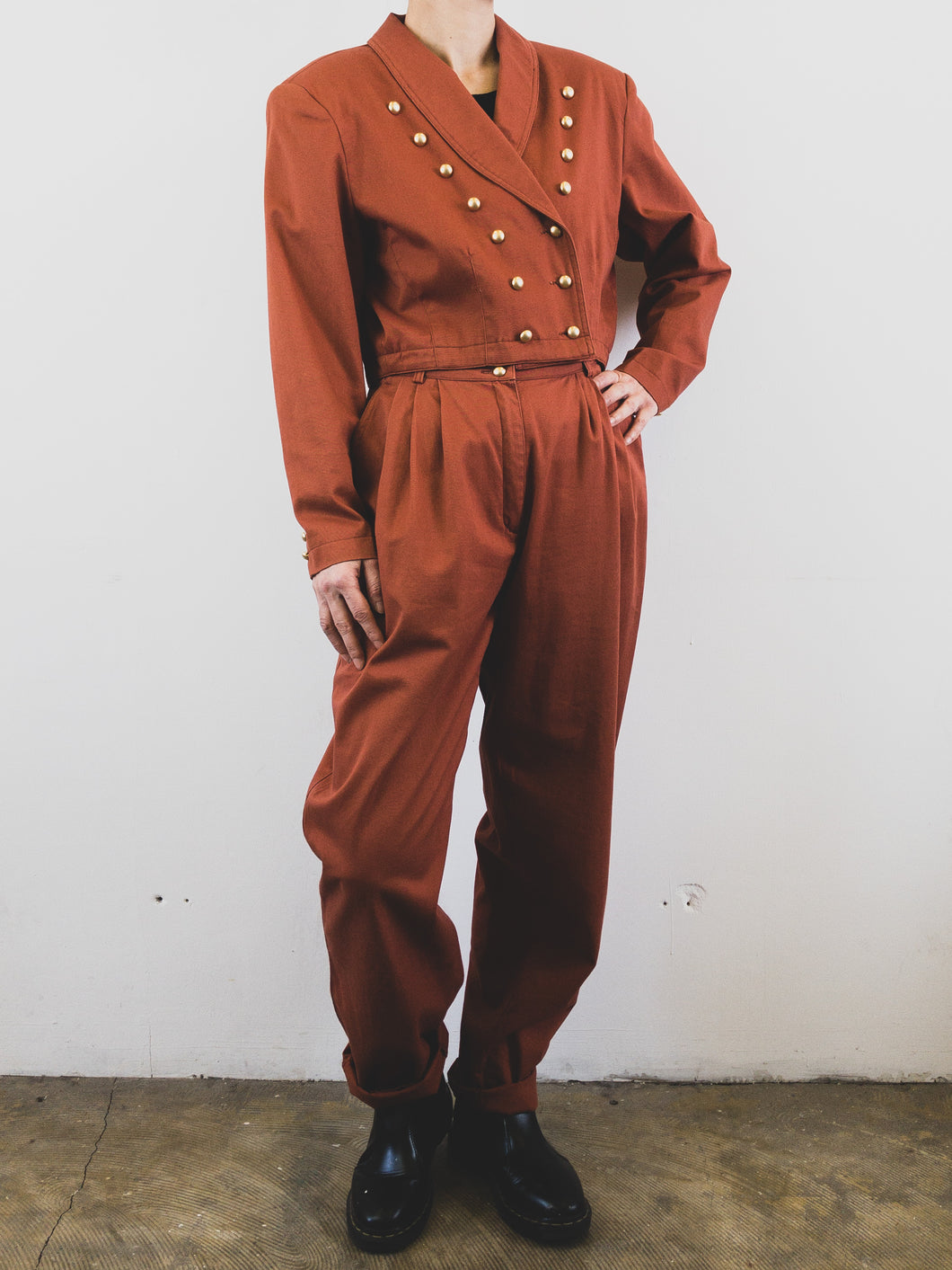 The 80s terra cotta jacket/pants set