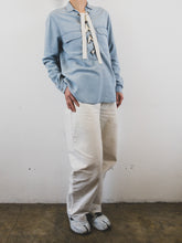 Load image into Gallery viewer, The blue top with white zig zag lace
