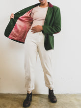 Load image into Gallery viewer, The green designer blazer jacket with pink lining
