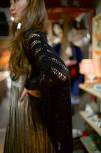 Load image into Gallery viewer, The black crochet cardigan with sequins
