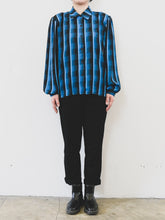 Load image into Gallery viewer, The vintage black/blue see-through blouse
