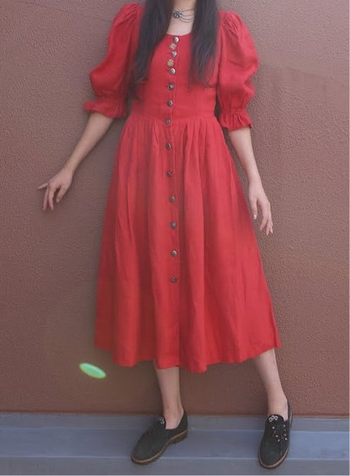 The red Trachten linen dress