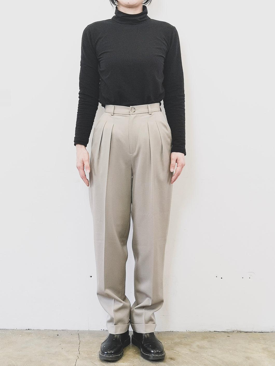 The beige high waist slacks