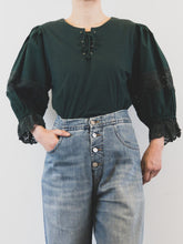 Load image into Gallery viewer, The forest green crochet cotton top
