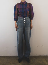 Load image into Gallery viewer, The purple check vintage blouse
