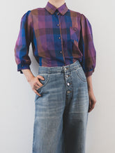 Load image into Gallery viewer, The purple check vintage blouse
