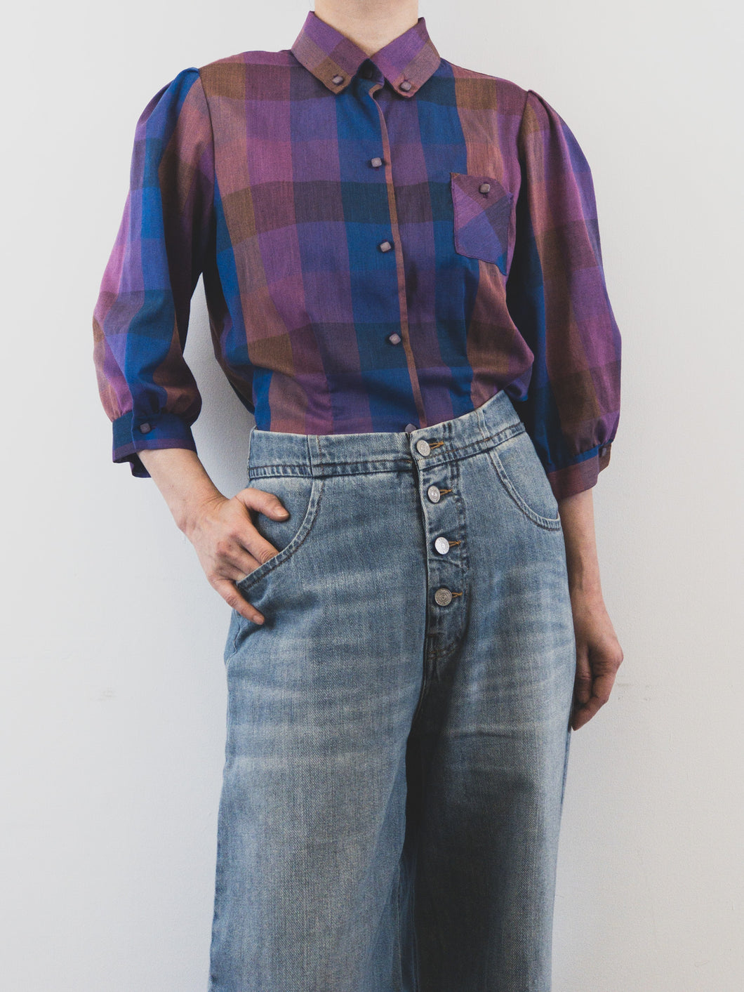 The purple check vintage blouse