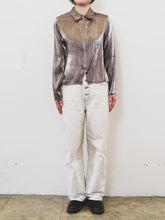 Load image into Gallery viewer, Silver blouse top with zipper
