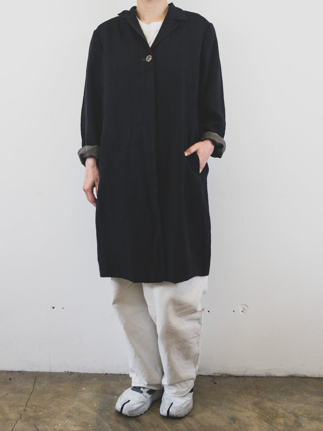 The long black Swedish linen jacket