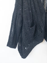 Load image into Gallery viewer, The black crochet cardigan with sequins
