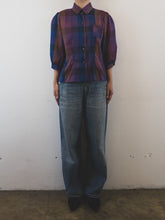 Load image into Gallery viewer, The purple check vintage blouse
