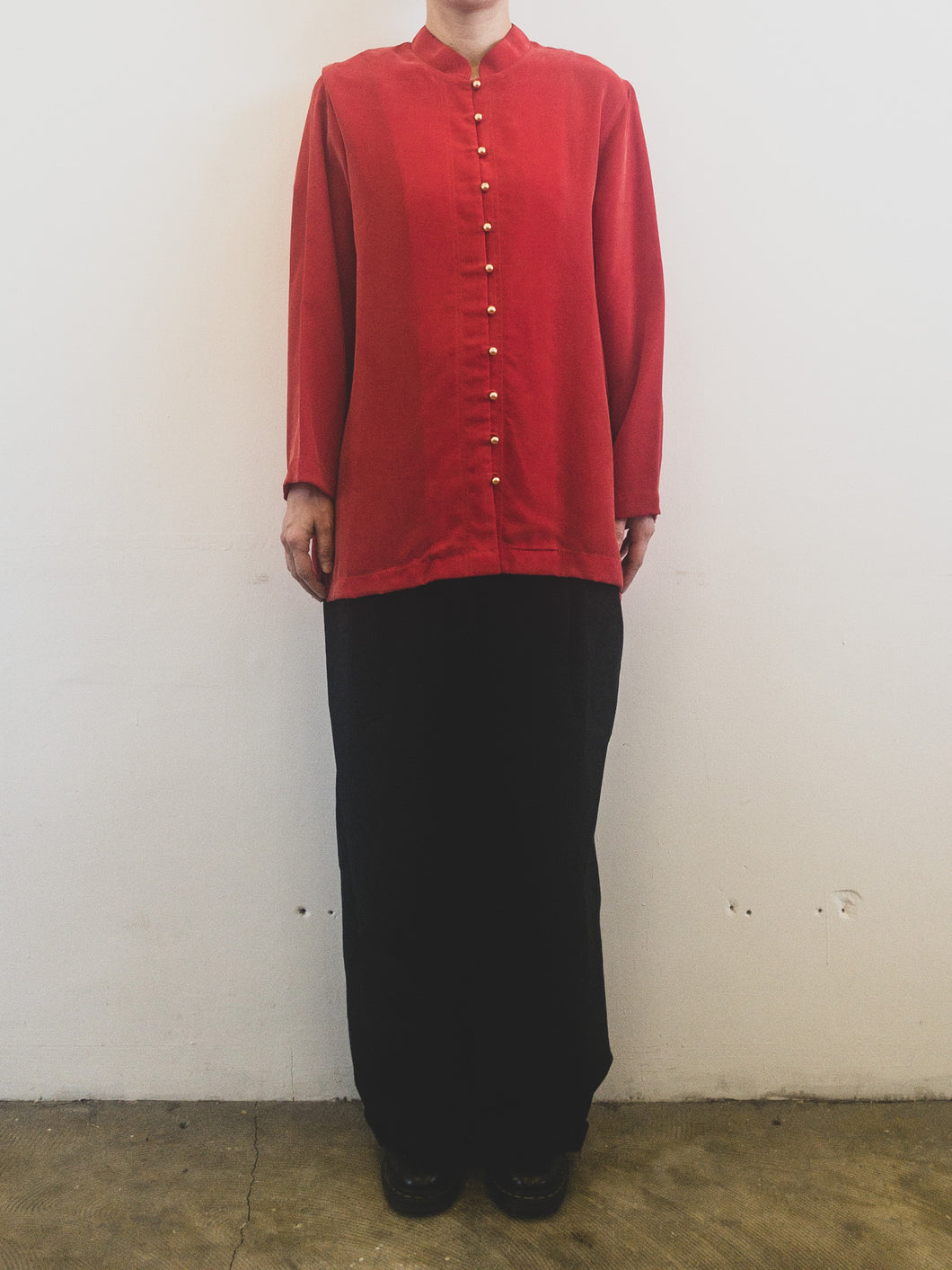 The red vintage silk blouse