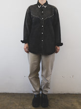 Load image into Gallery viewer, The black denim pearl shirt
