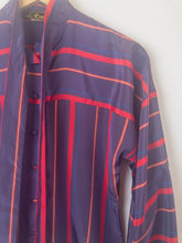 Load image into Gallery viewer, The purple striped tie collar blouse
